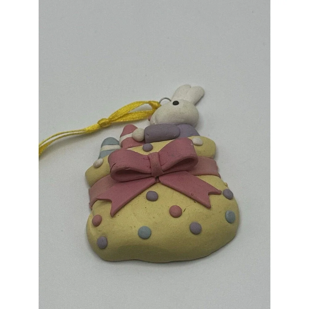 Silvestri Handcrafted Bunny Gift Sack Ornament Pastel Polka Dot Vintage Easter
